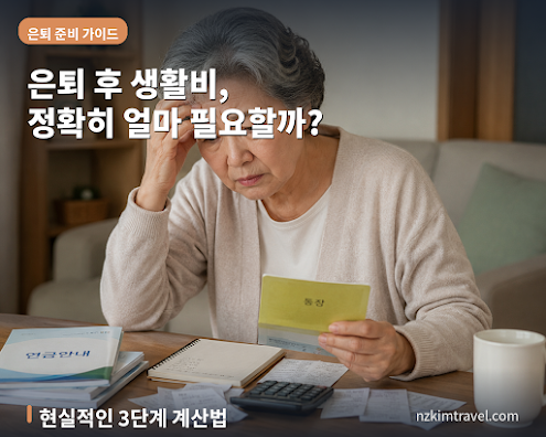 은퇴 후 생활비 계산하는 노년층, 연금과 통장 정리