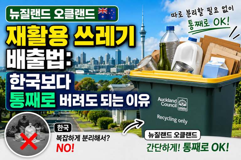 뉴질랜드 오클랜드 재활용 쓰레기 배출법: 한국보다 통째로 버려도 되는 이유