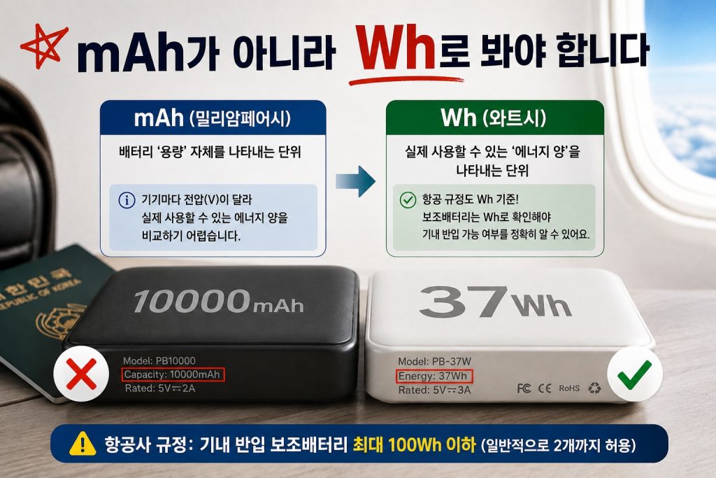 mAh가 아니라 Wh로 봐야 합니다- 보조베터리